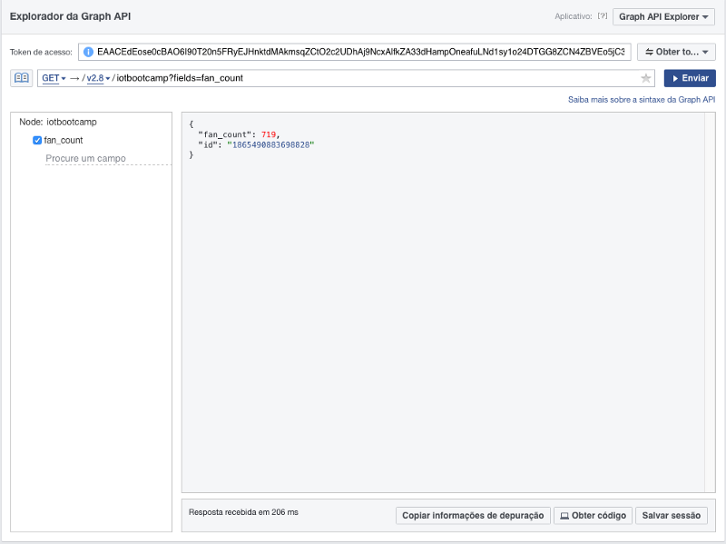 Facebook Graph API Explorer — https://developers.facebook.com/tools/explorer